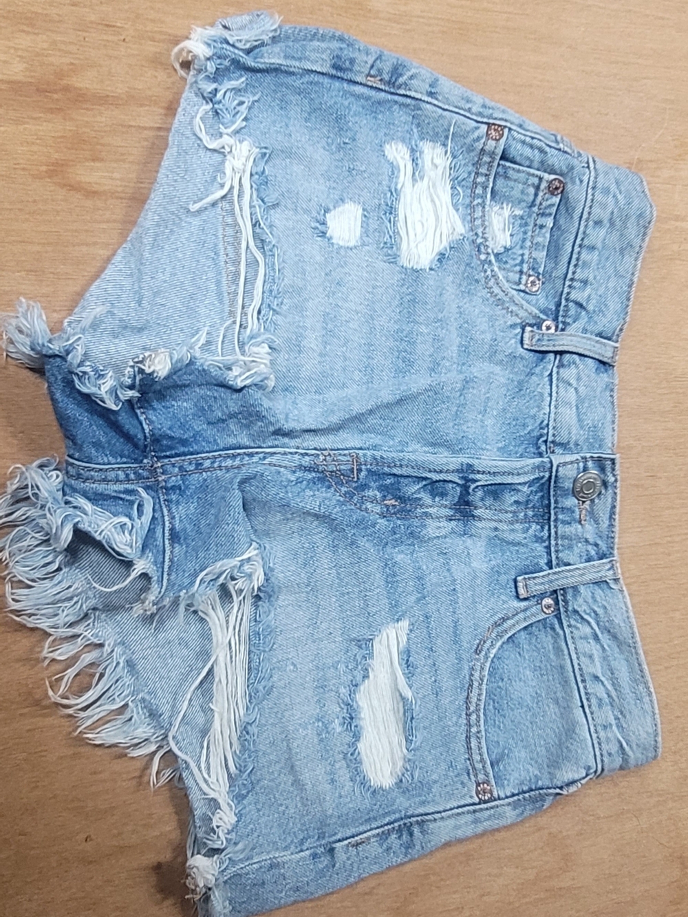 Aeropostale Light Wash Frayed Denim Cutoff Shorts